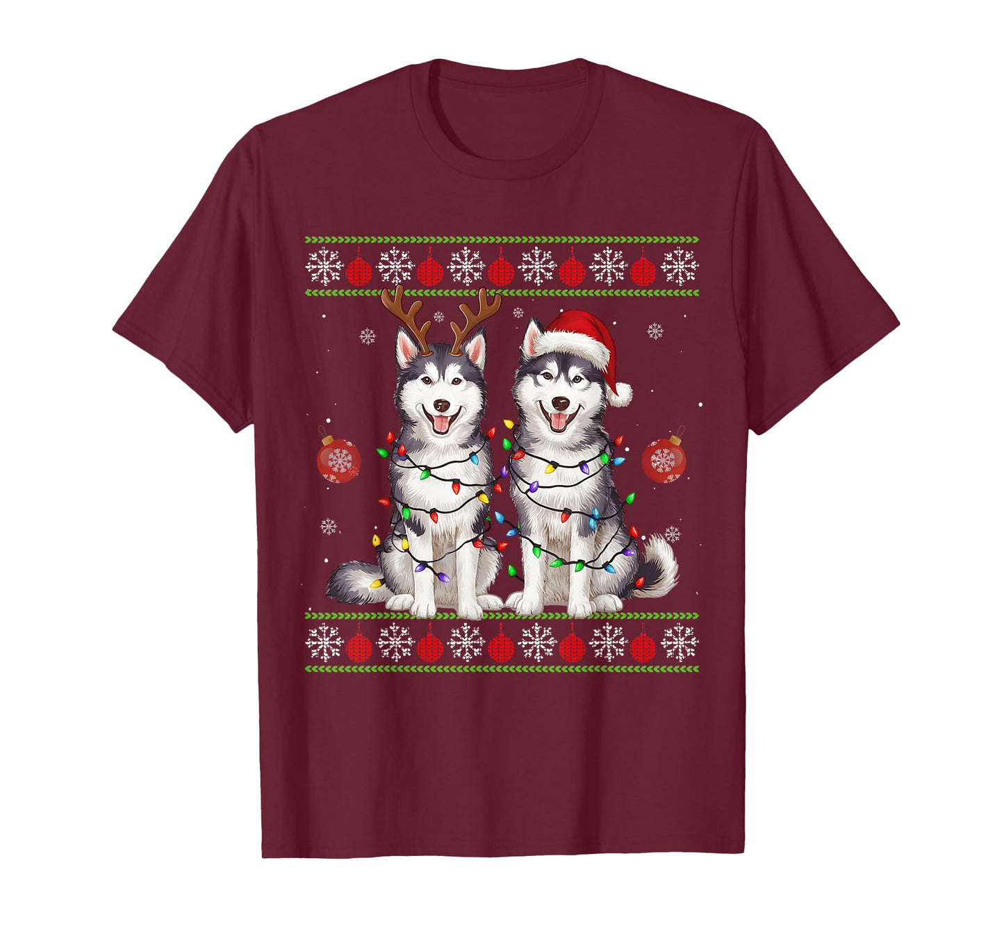 Siberian Husky Christmas Santa Reindeer Christmas Sweater T-Shirt