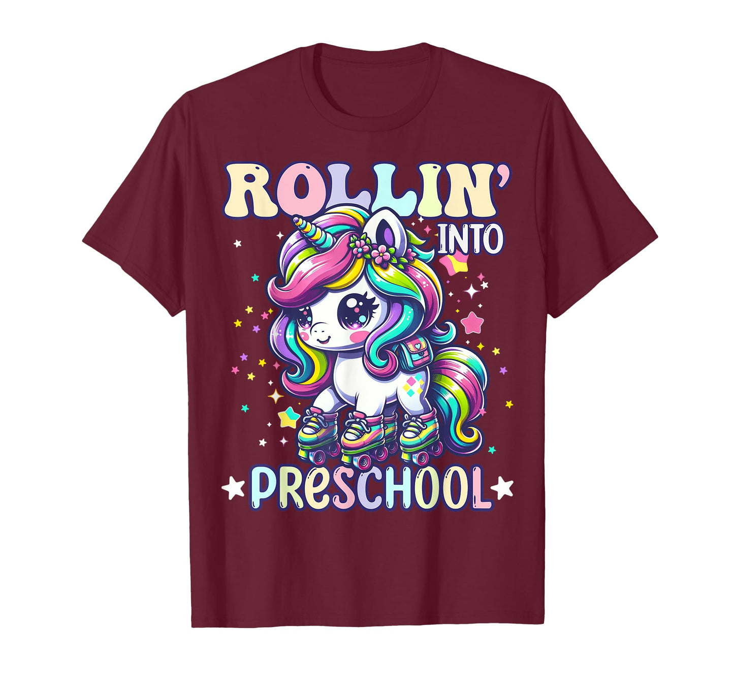 Preschool Back To School First Day Girls PreK Rollin Unicorn T-Shirt