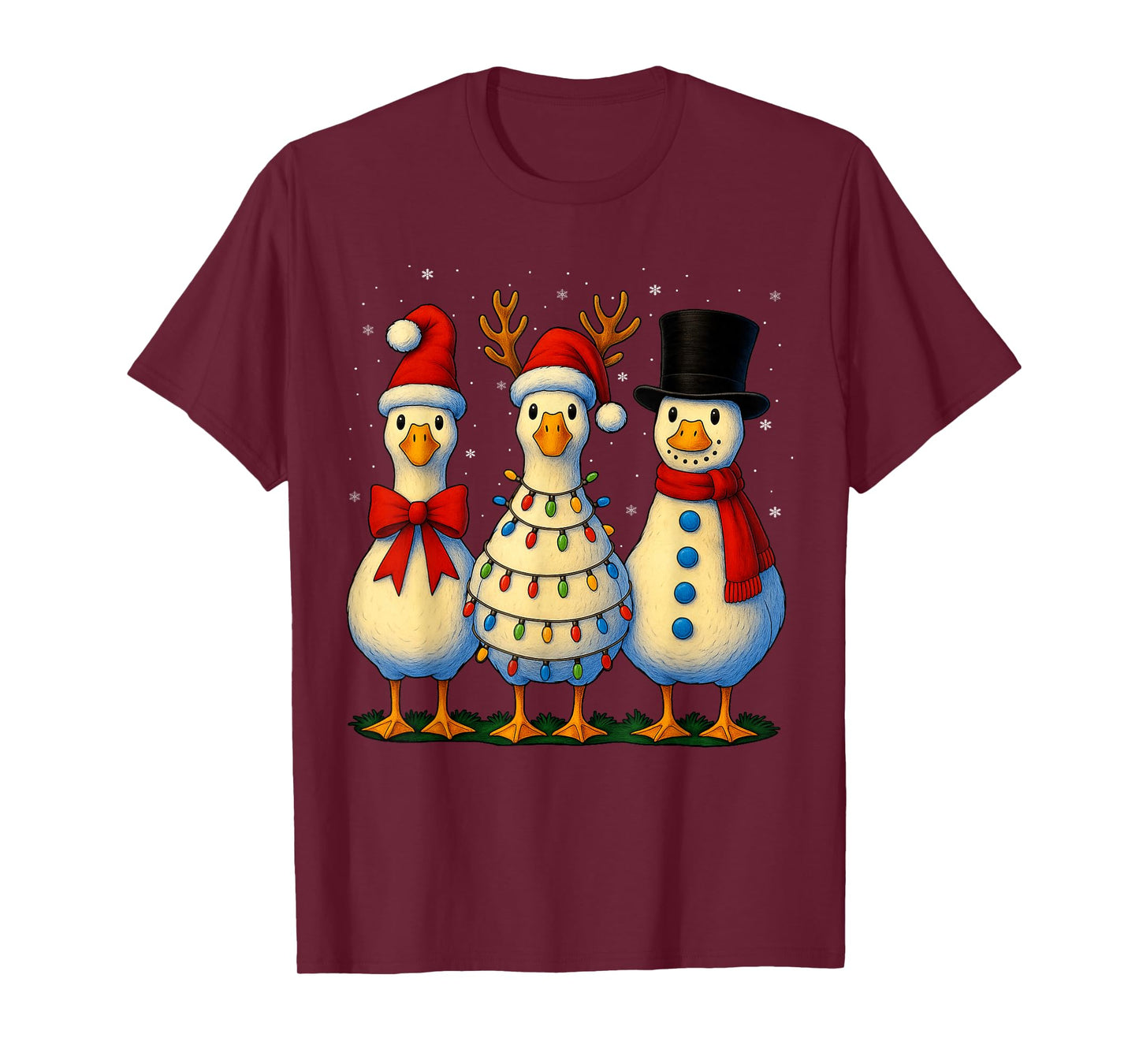 HUGvyn Christmas: Funny Santa Goose Silly Merry Goose Xmas T-Shirt