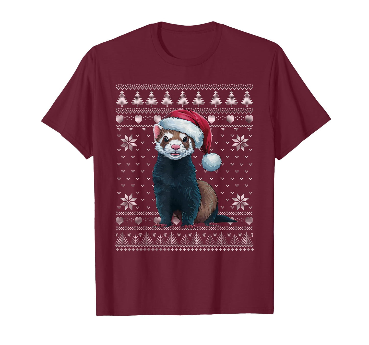 Funny Ferret Ugly Christmas Sweater Santa Xmas PJs T-Shirt