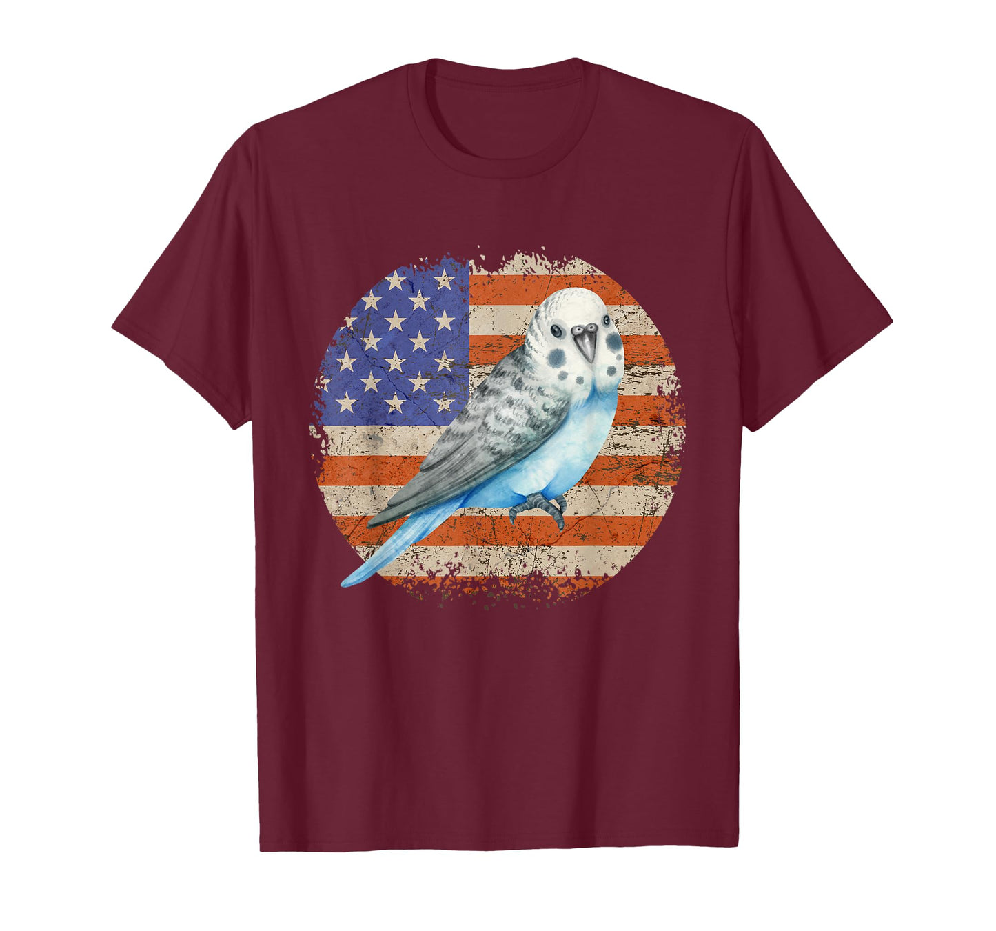 Parakeet Budgie Retro Grunge Patriotic American US Flag T-Shirt
