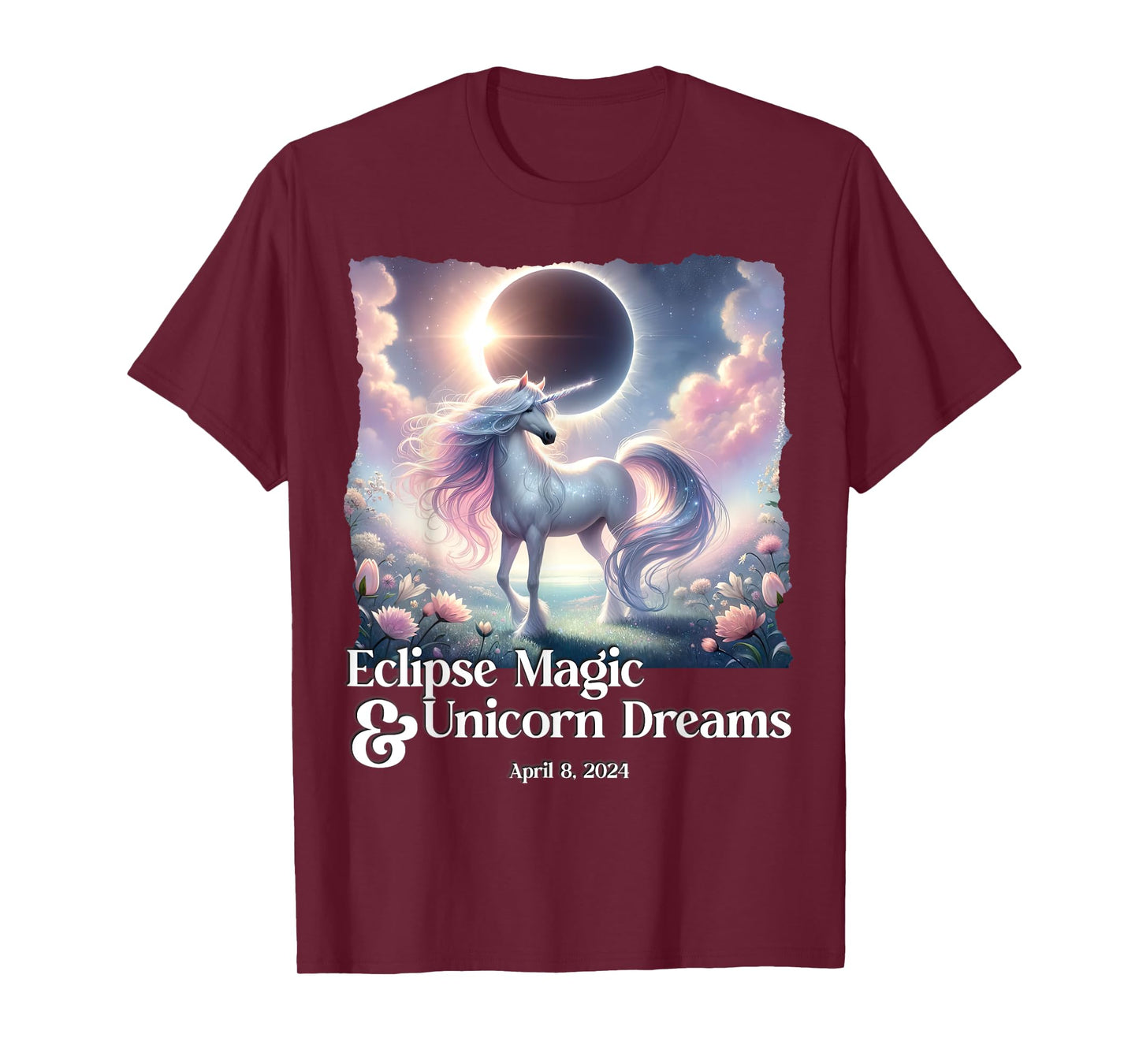 Unicorn Total Solar Eclipse Fantasy Tshirt April 2024 Sun T-Shirt