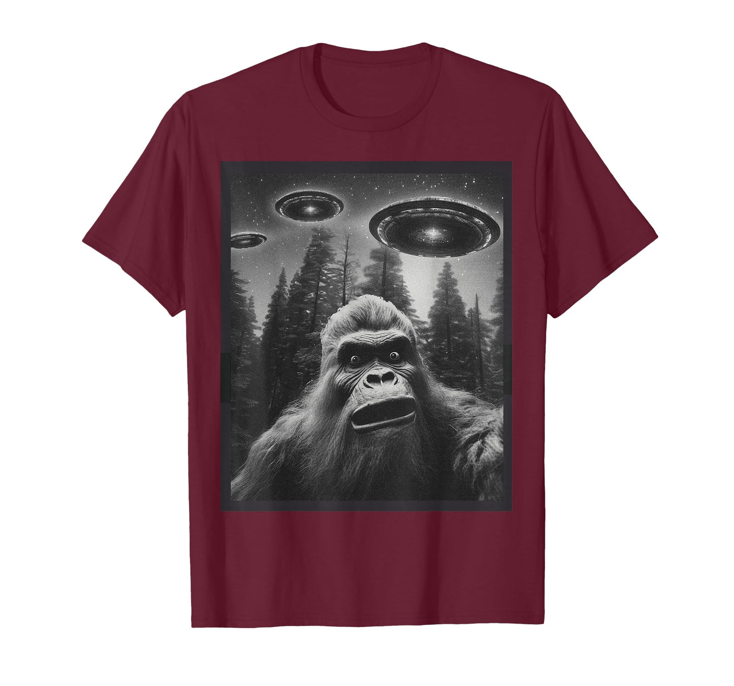 CAT Funny Graphic Tee For Men Women Bigfoot Sasquatch Alien UFO T-Shirt