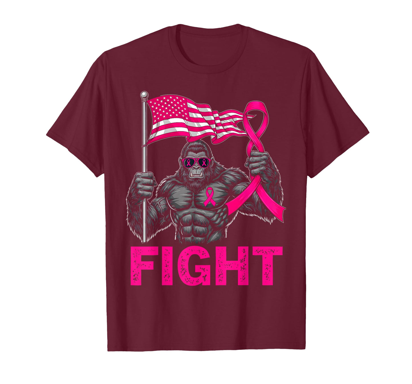 Bigfoot Pink Ribbon Fight Breast Cancer Awareness Men Women T-Shirt
