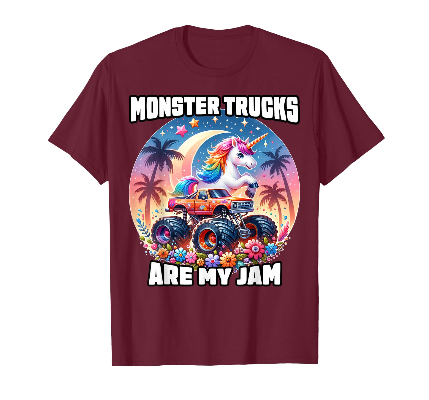 Monster Trucks Are My Jam Unicorn Girls Kids Youth Toddlers T-Shirt