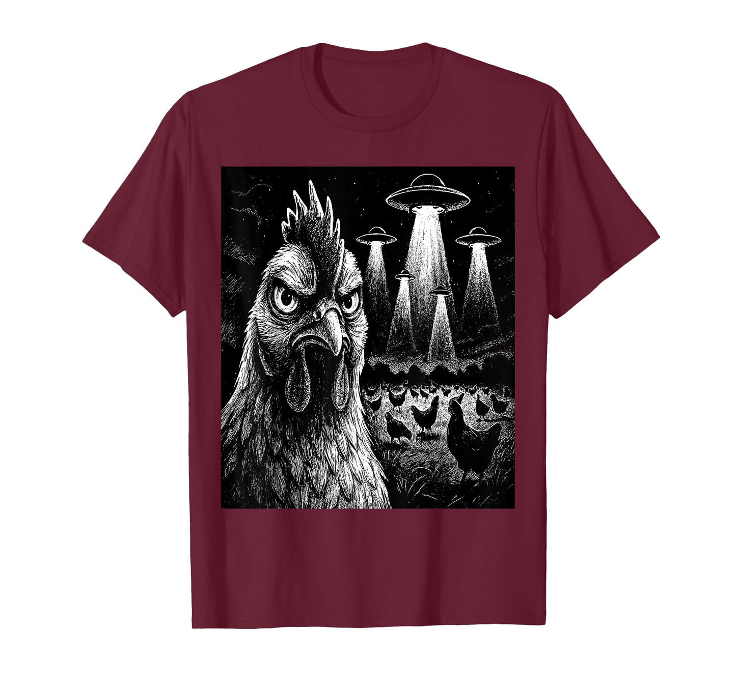 Funny Chicken Rooster Selfie Chicken with Weird Aliens T-Shirt