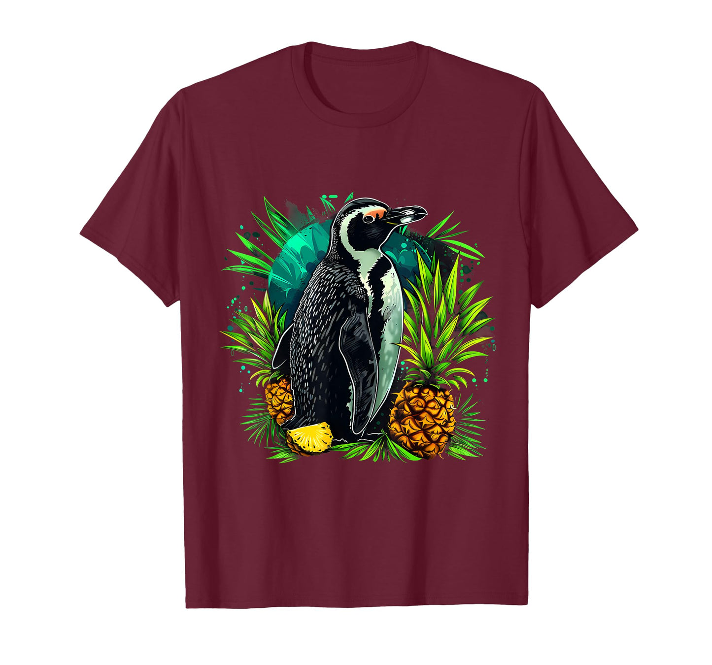 Pineapple Penguin Bird Colourful Artwork Motif Penguin Lover T-Shirt