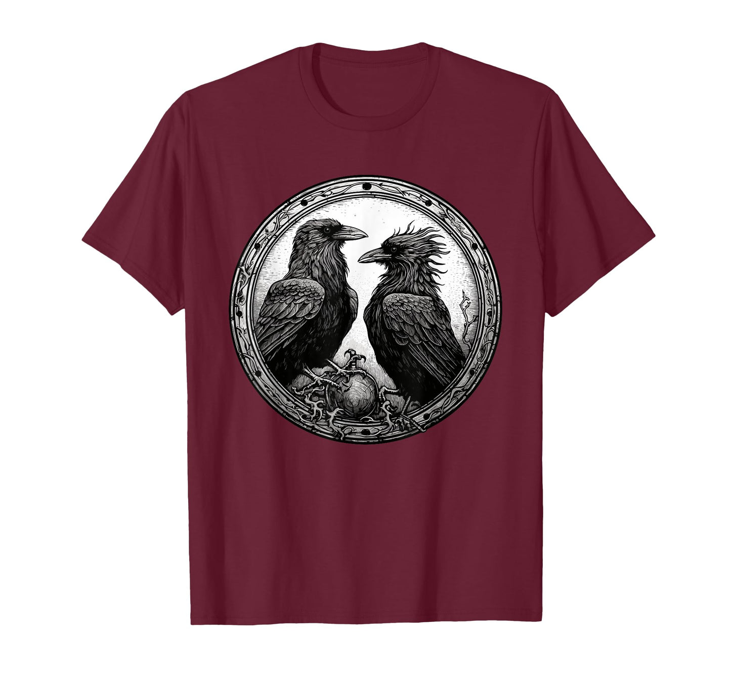 Raven Illustration White Black Ravens Goth Crow T-Shirt