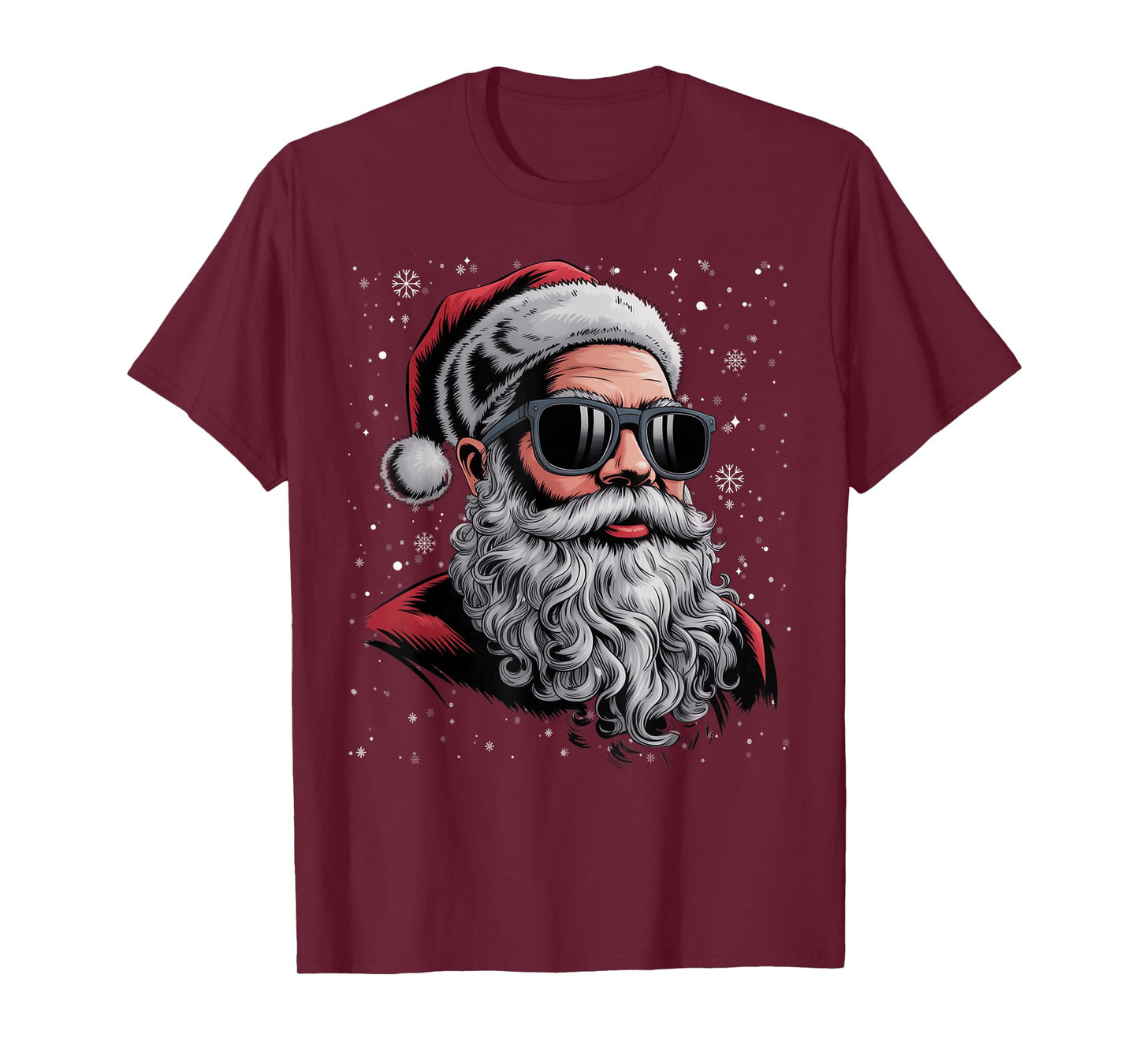 Cool Santa Face Beard & Glasses Christmas Funny Men Boys T-Shirt