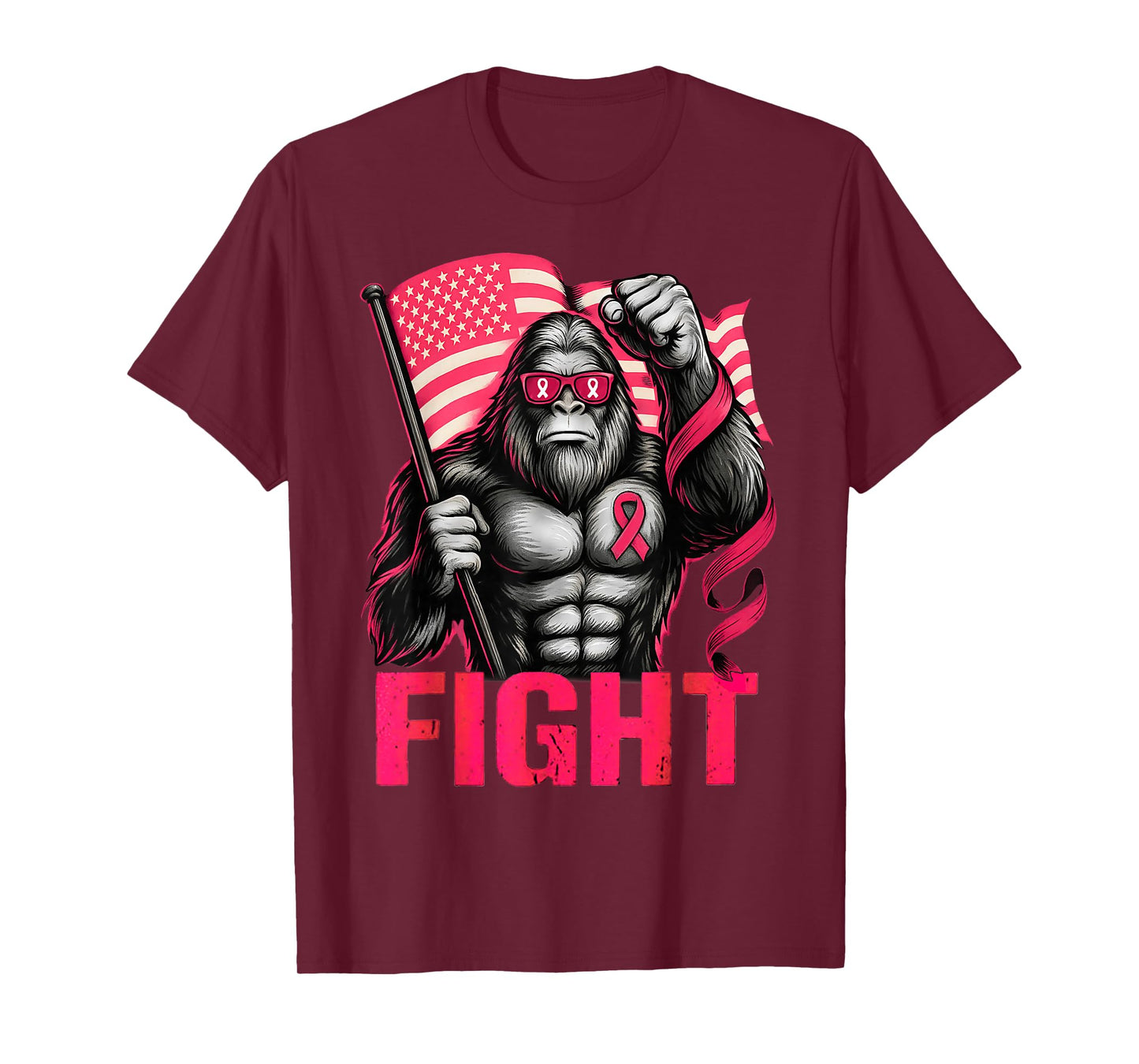Bigfoot Pink Ribbon Fight Breast Cancer Awareness T-Shirt