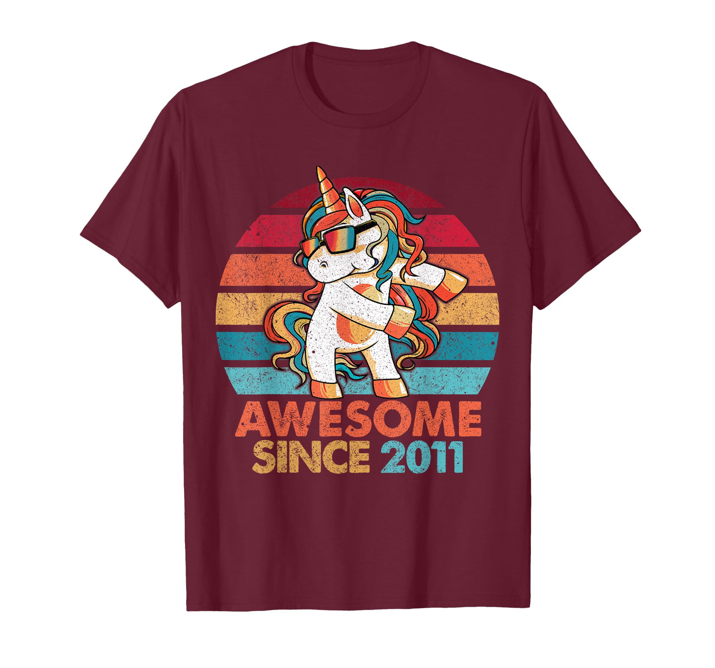 11th Birthday T-Shirt Awesome Since 2011 Unicorn Flossing T-Shirt