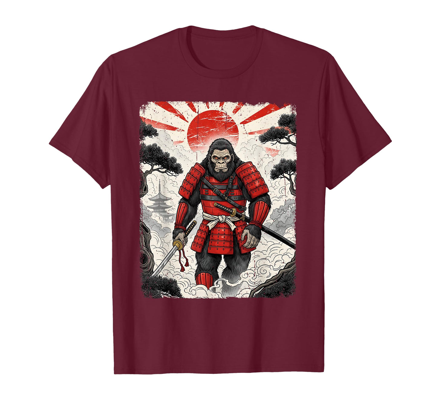 Samurai Bigfoot Japanese Vintage Graphic Sasquatch Funny T-Shirt