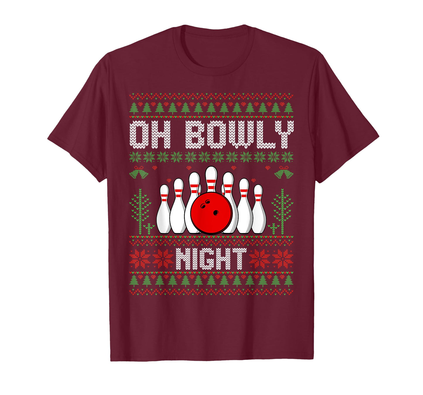 Oh Bowly Night Bowler Xmas Bowling Player Ugly Christmas T-Shirt