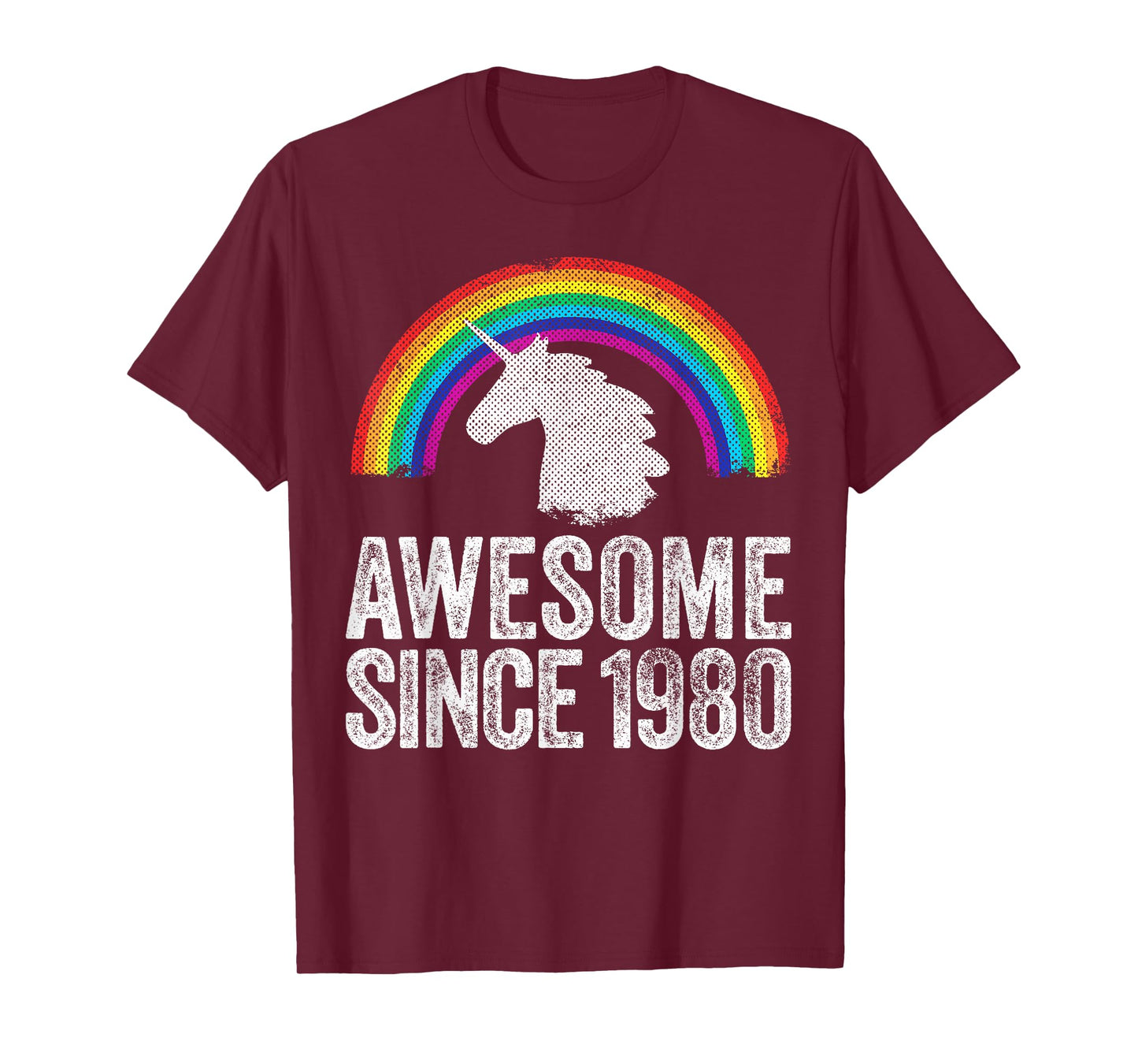 1980 43rd Birthday Gift Unicorn Rainbow 43 Years Old Women T-Shirt