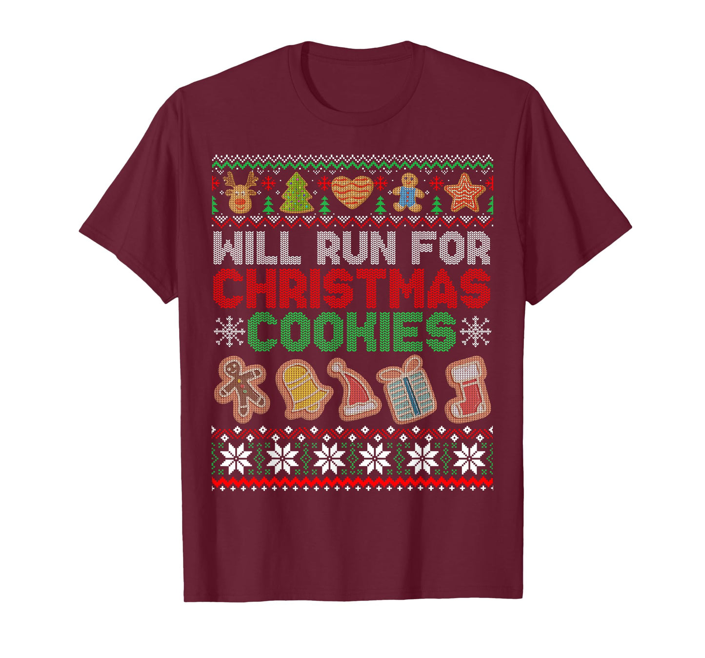 Will Run For Christmas Cookies Workout Running Xmas Runners T-Shirt