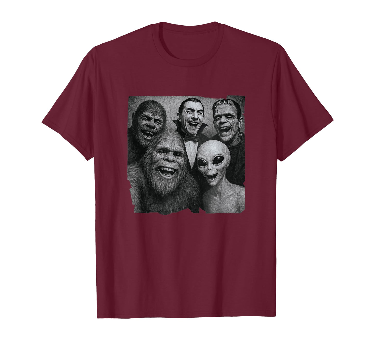 Halloween Bigfoot Alien Dracula Frankenstein Wolf Man Selfie T-Shirt