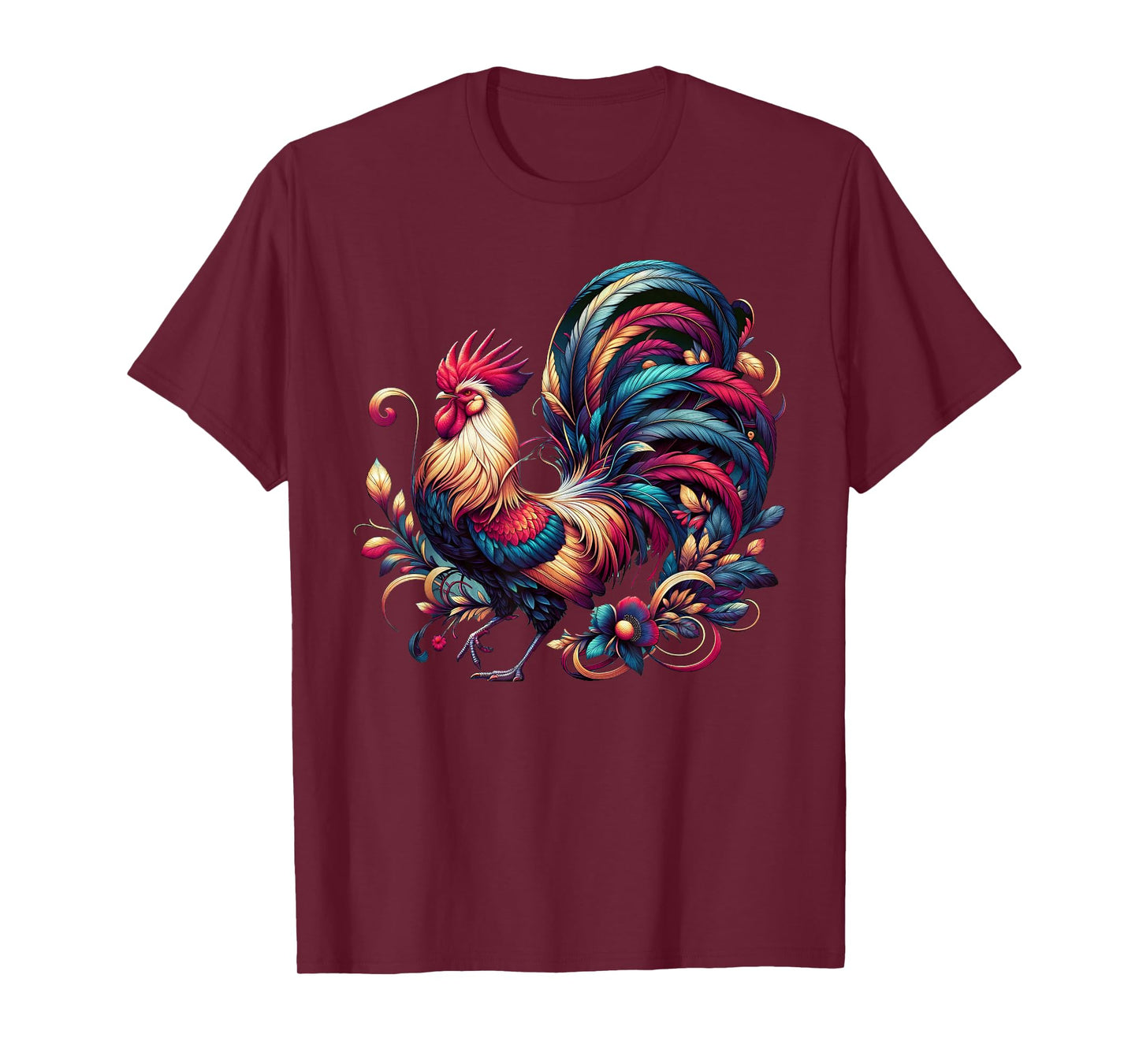 Colorful Rooster Chicken Art T-Shirt