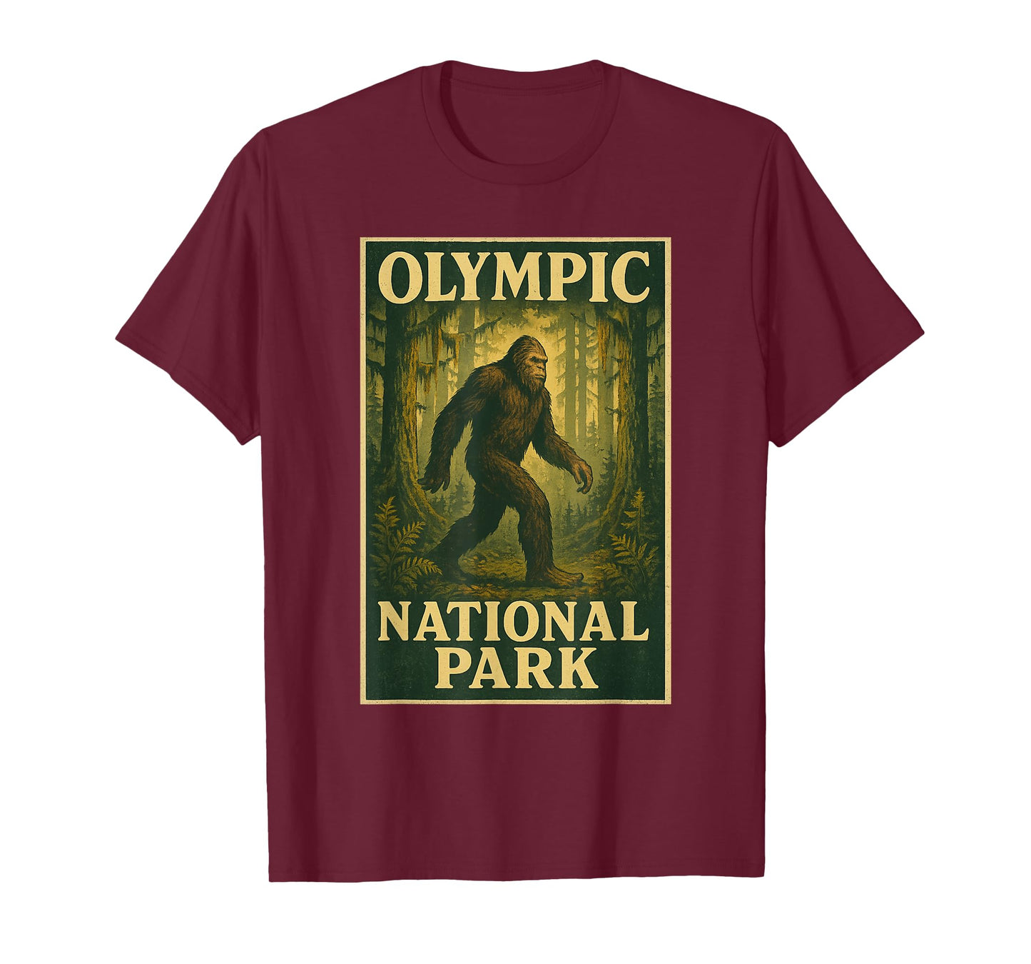 Bigfoot at Olympic National Park Vintage Style Graphic T-Shirt