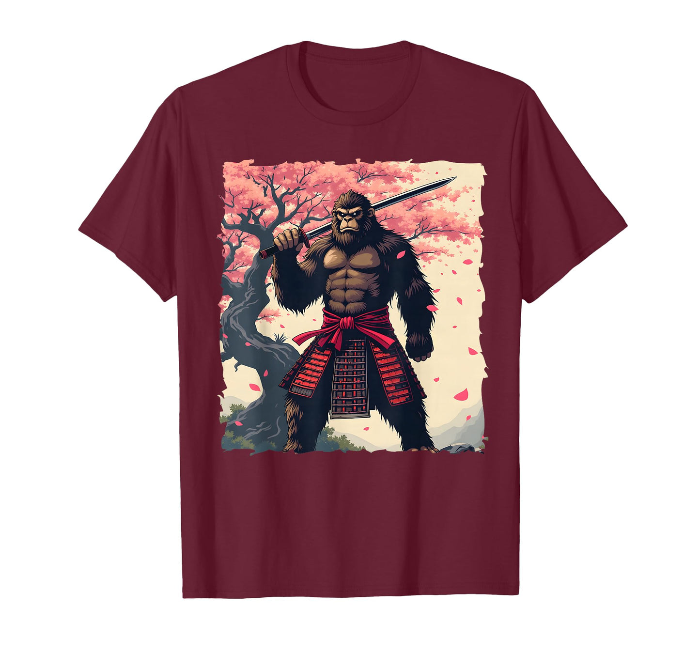 Samurai Bigfoot Sasquatch Vintage Japanese Art Anime Graphic T-Shirt