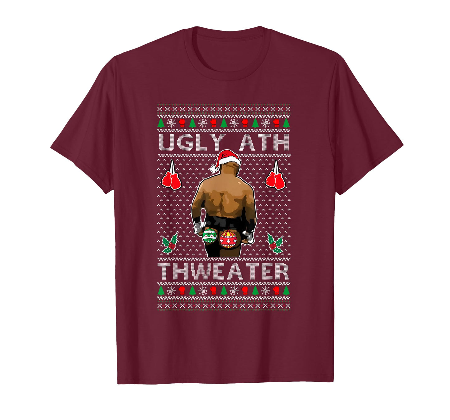 Funny Santa Boxing Ugly Ath Sweater Merry Christmas T-Shirt