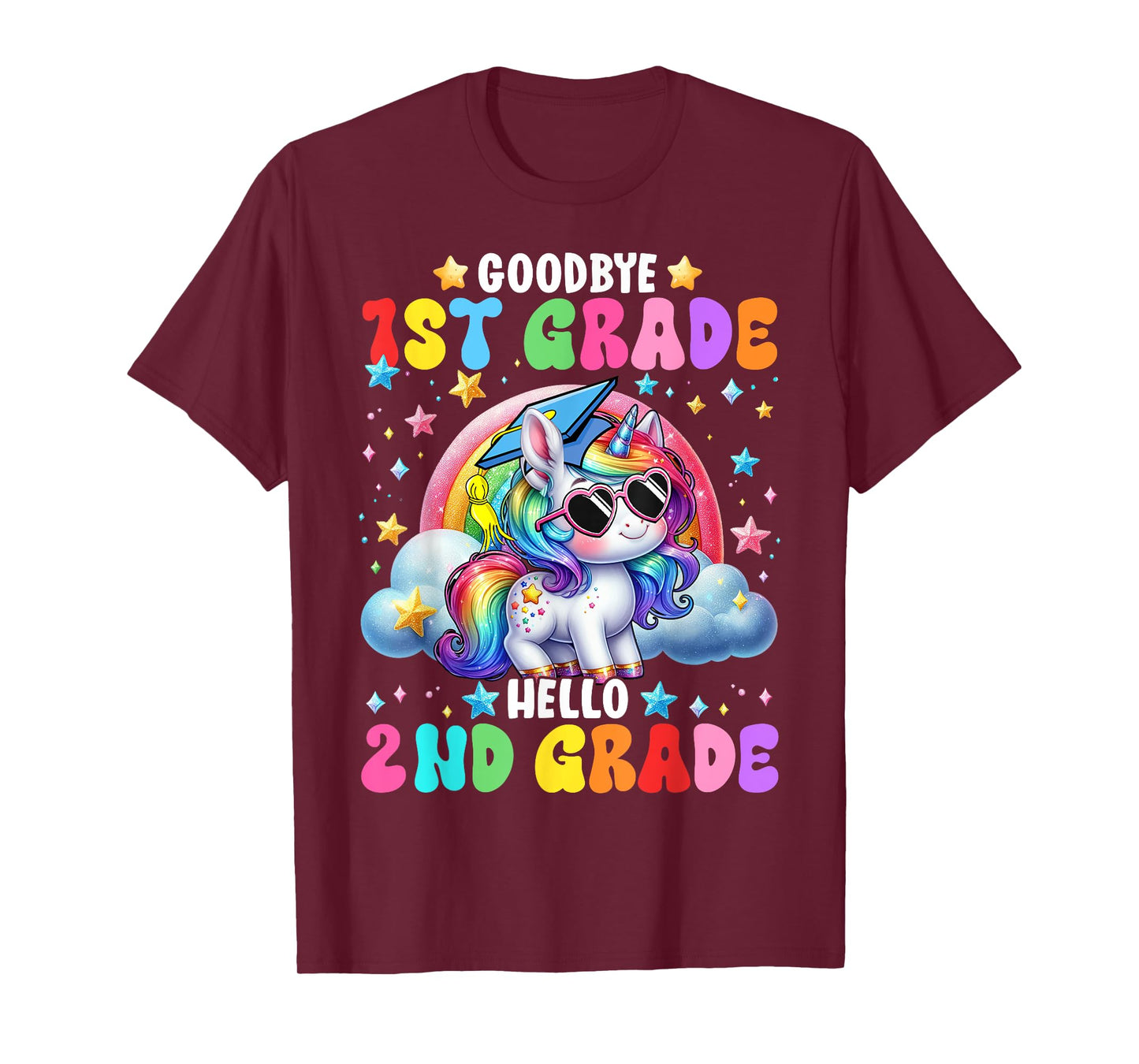 Cute Unicorn Goodbye 1st Grade Hello 2nd Grade Girls Kids T-Shirt