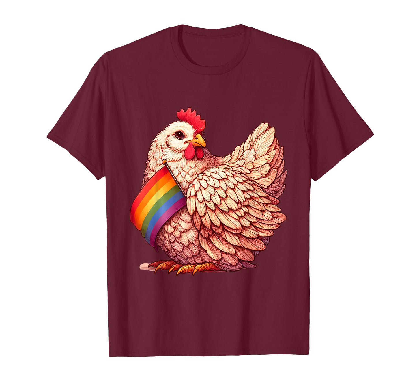 Gay Chicken LGBTQ Rainbow Flag Pride Farm Animal T-Shirt