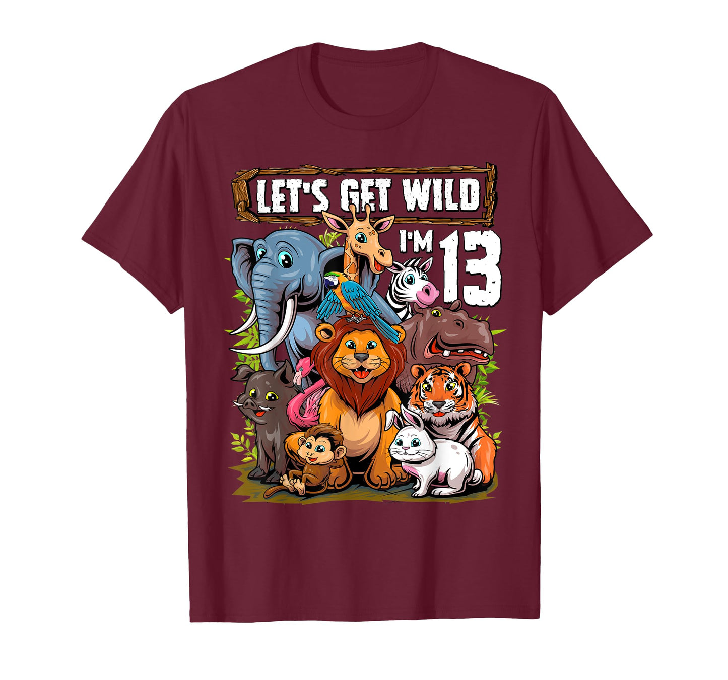 13 Year Old Zoo Birthday Safari Jungle Animals 13th Birthday T-Shirt