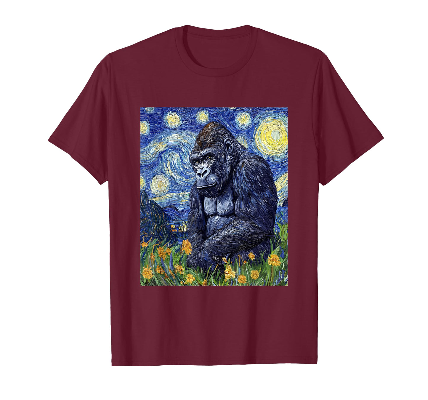 Gorilla Monkey - Van Gogh Style - Starry Night Graphic T-Shirt