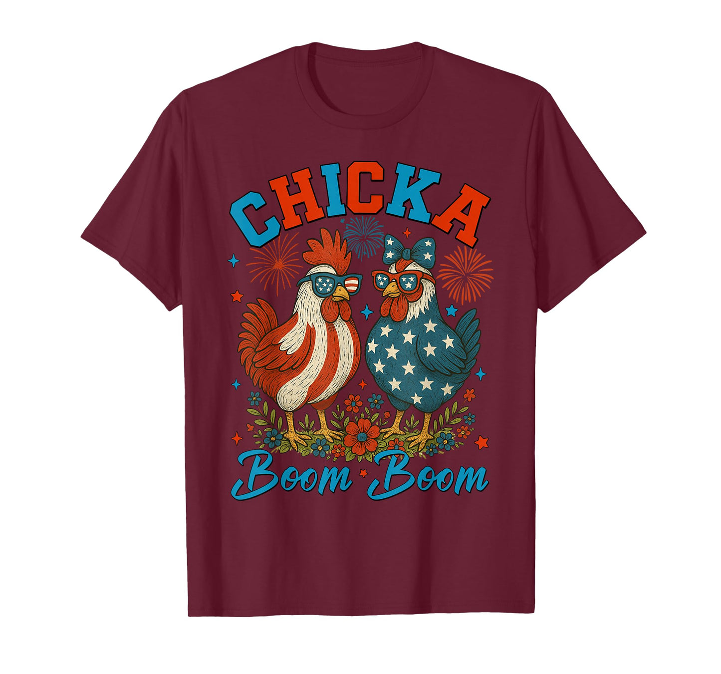 Chicka Boom Boom Funny Patriotic Chicken 4th of July USA Men T-Shirt