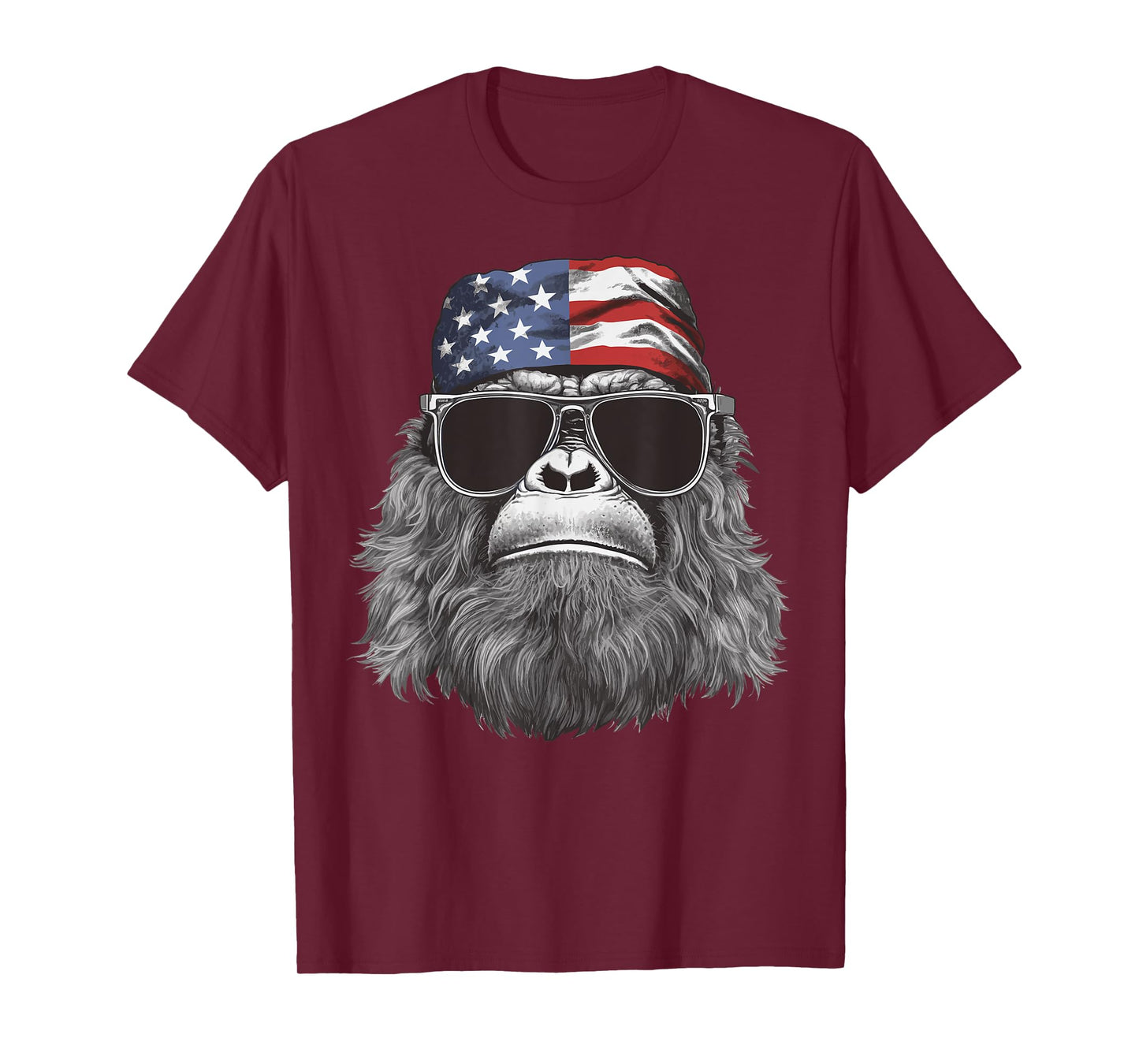 Bigfoot 4th of July American USA Flag Patriotic Kids T-Shirt