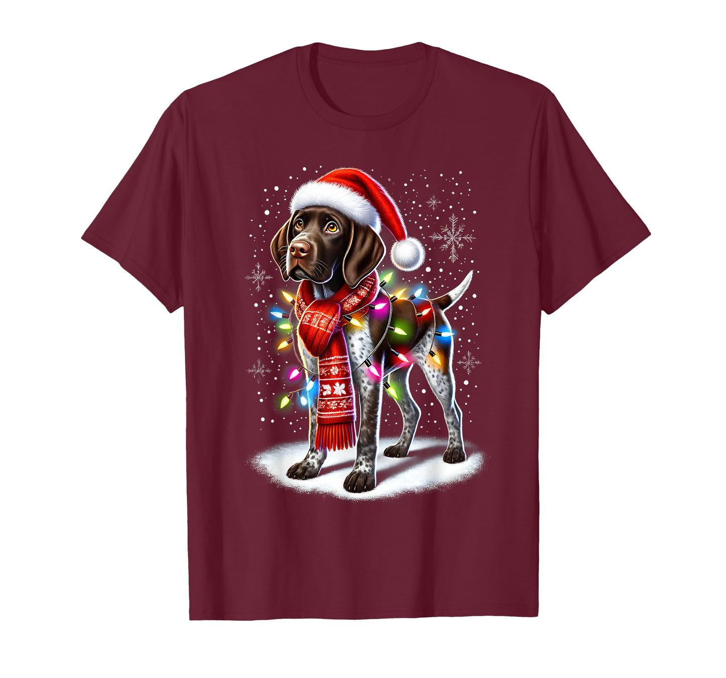 German Shorthaired Pointer Christmas Tree Lights Xmas T-Shirt
