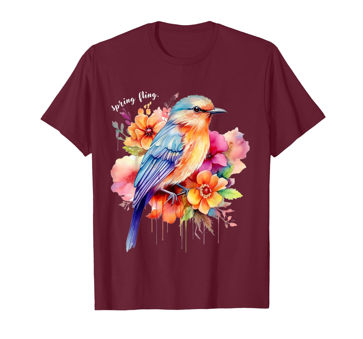 spring fling. Floral Bird Spring Flowers T-Shirt