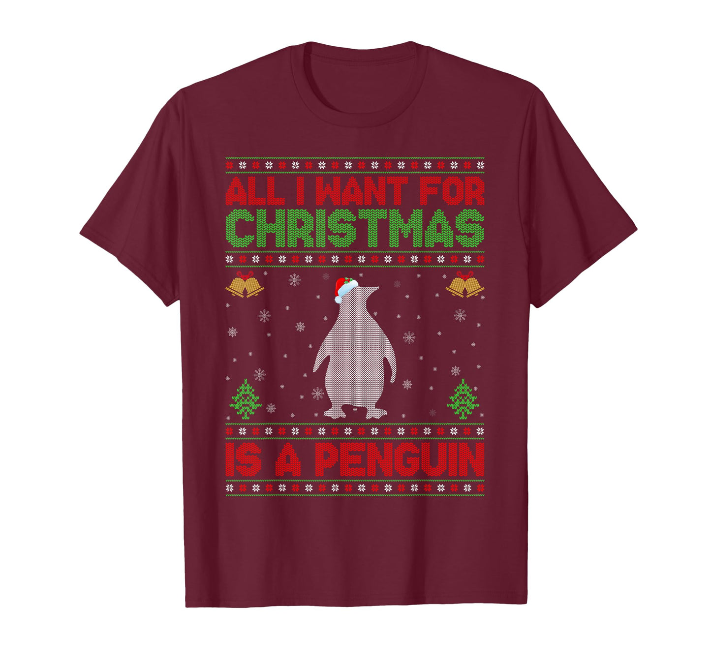 Funny Ugly All I Want For Christmas Is A Penguin T-Shirt