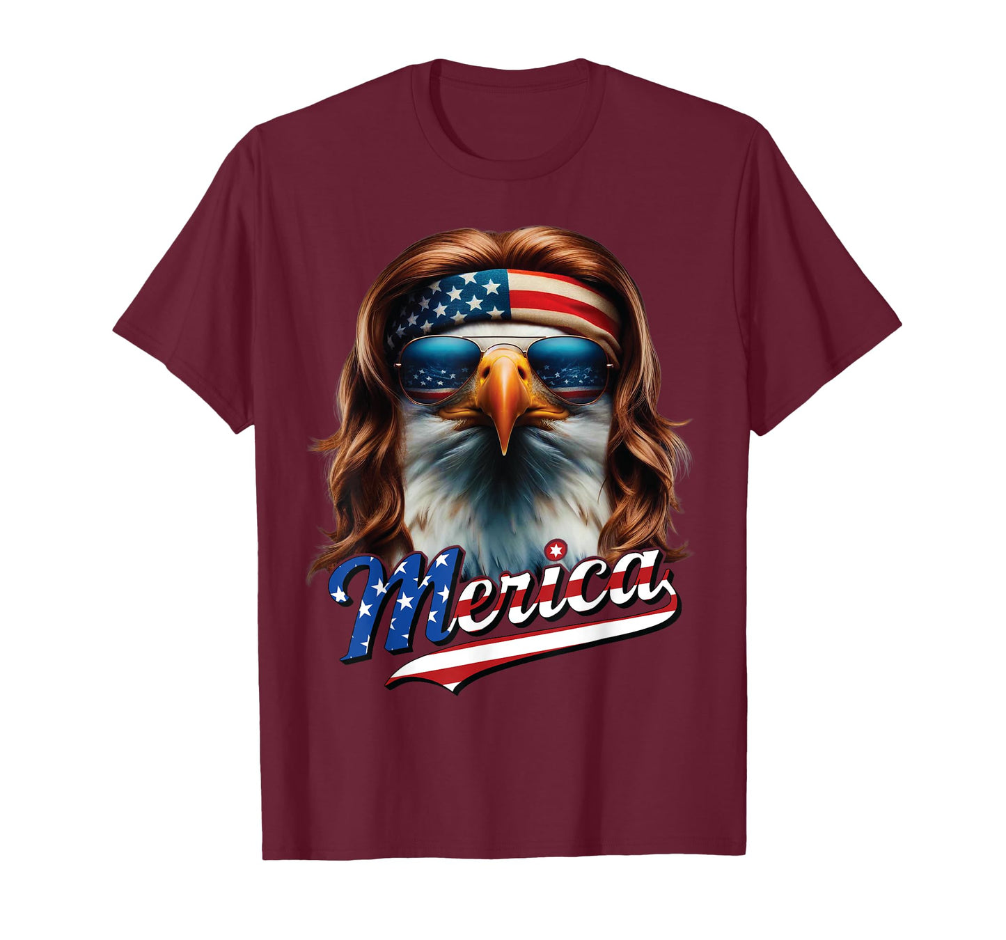 Bald Eagle Merica 4th July Eagle Mullet Funny Man Woman T-Shirt