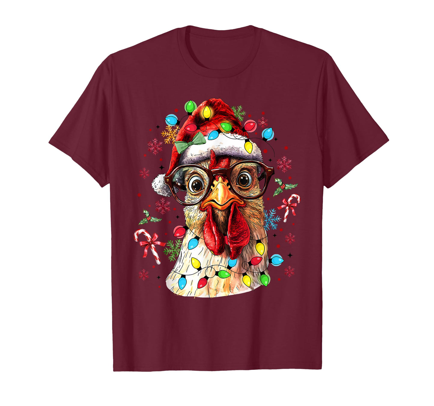 Christmas Lights Chicken Santa Funny Xmas Tree Chicken T-Shirt