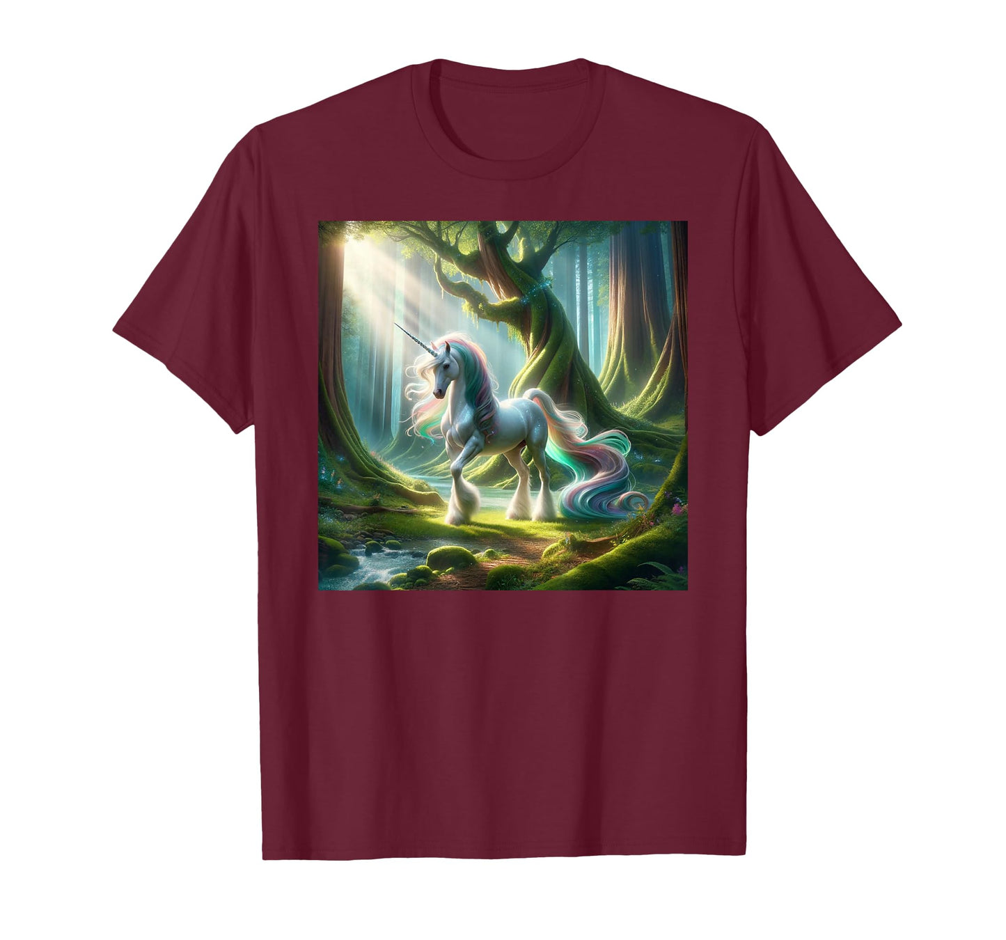 Beautiful Unicorn Clydesdale, Enchanted Forest Graphic T-Shirt