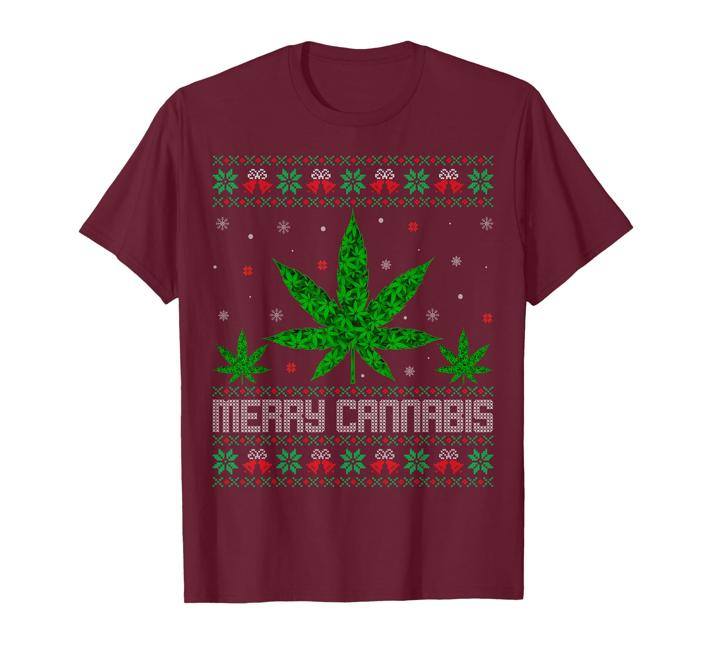 Marijuana Leaf Ugly Sweater Cannabis Weed Stoner Christmas T-Shirt