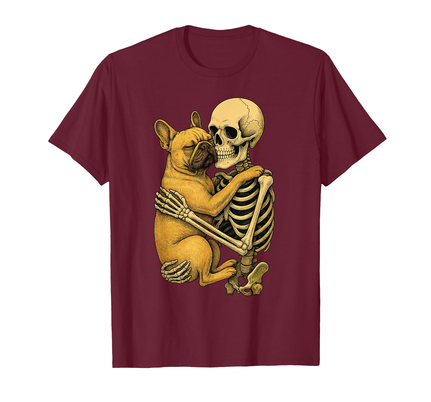 Skeleton Hugging French Bulldog T-Shirt