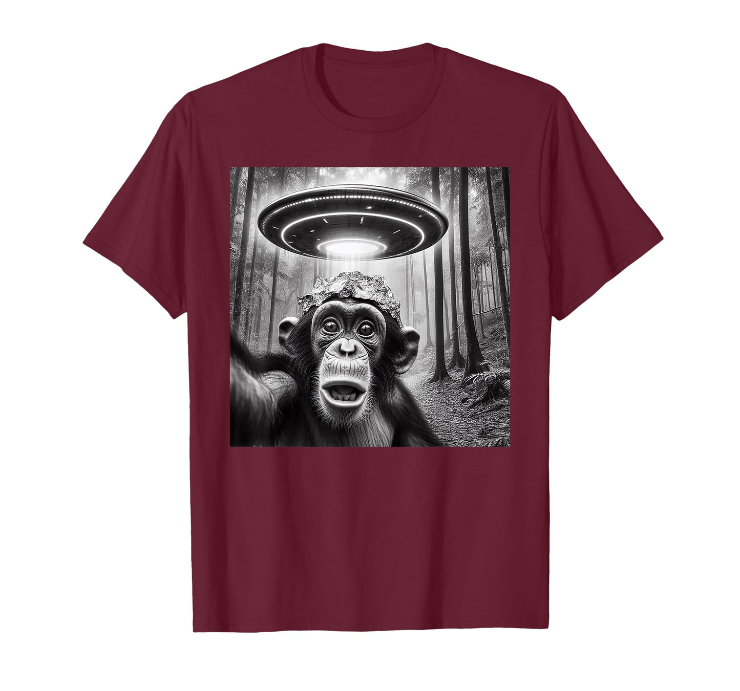 Funny Alien Abduction Meme UFO Monkey Encounter Ape Selfie T-Shirt