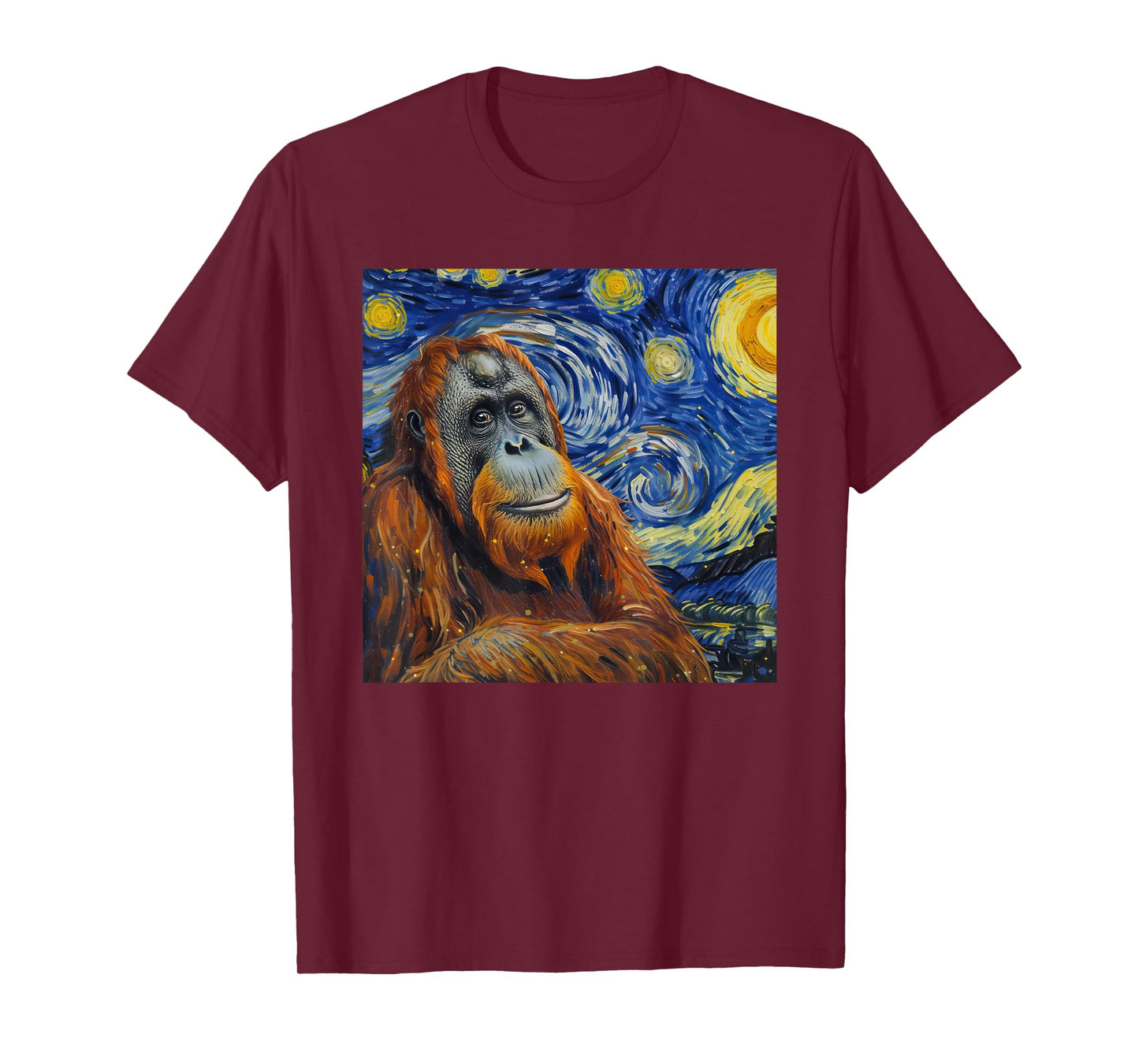 Orangutan Monkey Van Gogh Style Starry Night T-Shirt