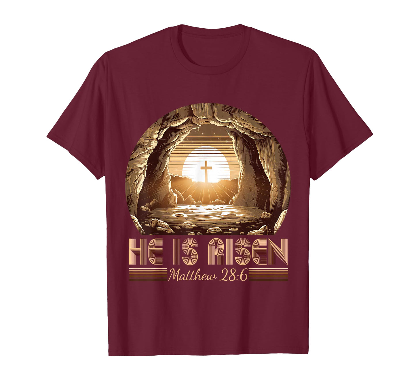 Easter Christian He Is Risen Jesus Empty Tomb Men Women Kids T-Shirt