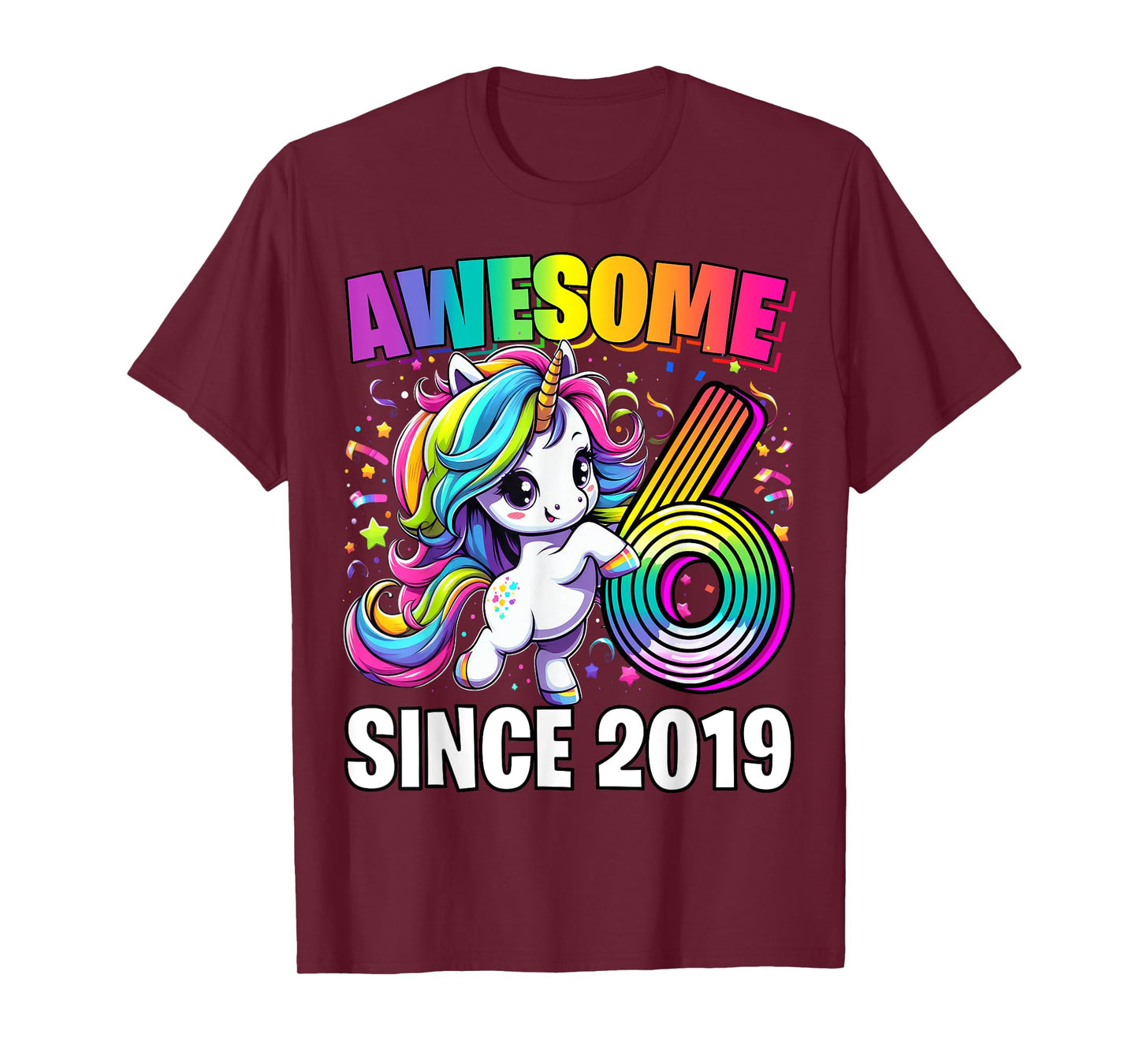 Unicorn 6th Birthday 6 Year Old Unicorn Party Girls Outfit T-Shirt