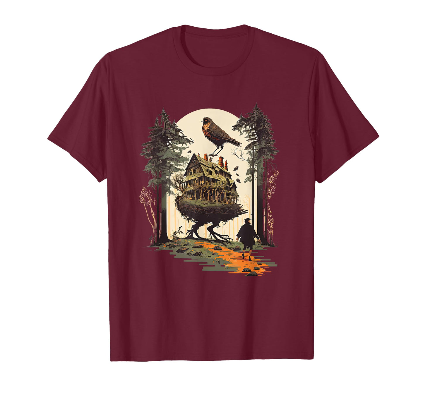Walking House on Chicken Legs Slavic folklore Baba Yaga Art T-Shirt