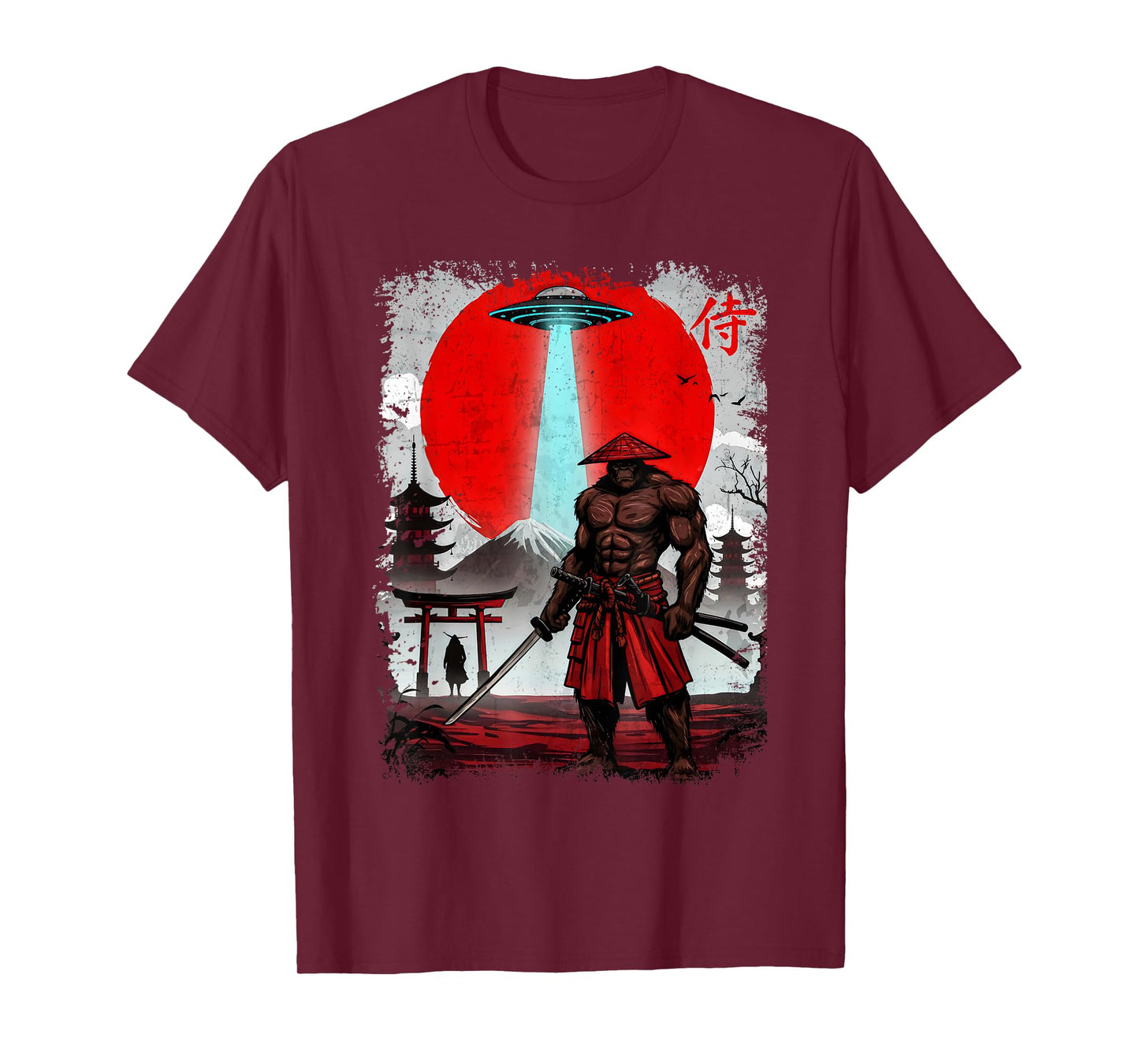 Samurai Bigfoot Japanese Vintage Graphic Ukiyo-e Art Funny T-Shirt