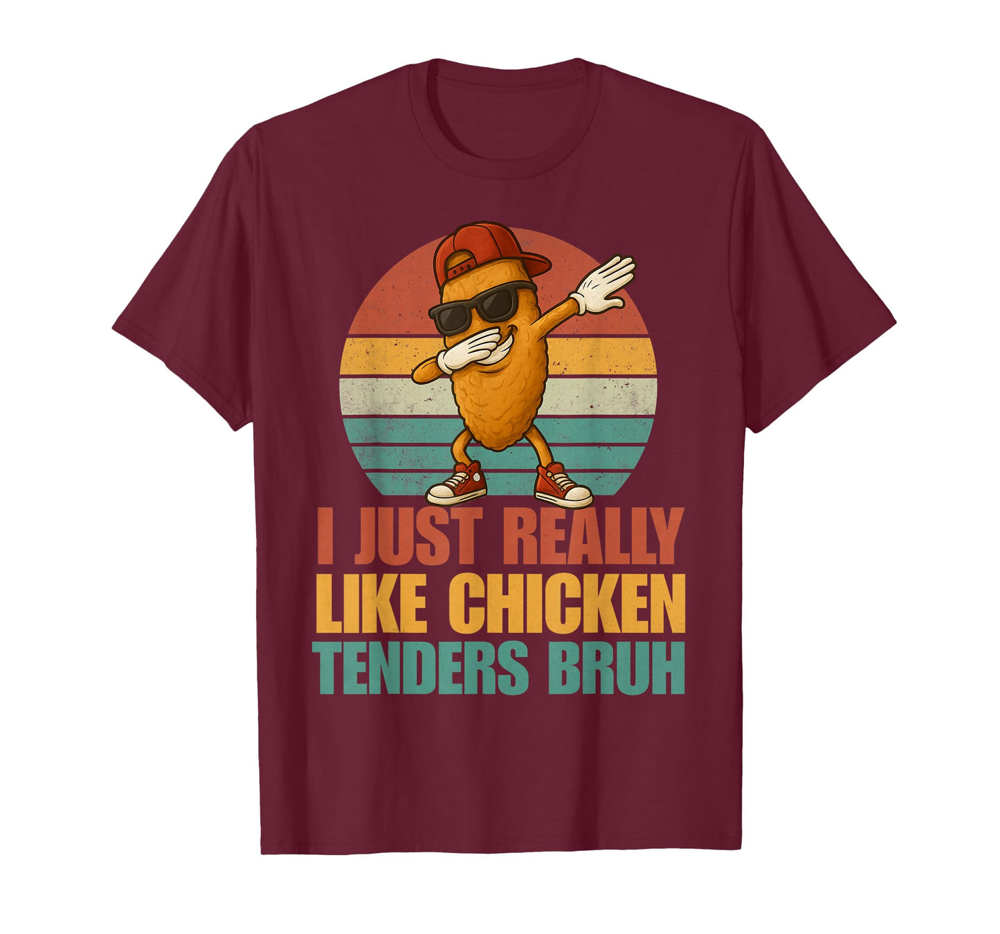 Funny Dabbing Chicken Tenders Bruh Boys Kid Retro Fast Food T-Shirt