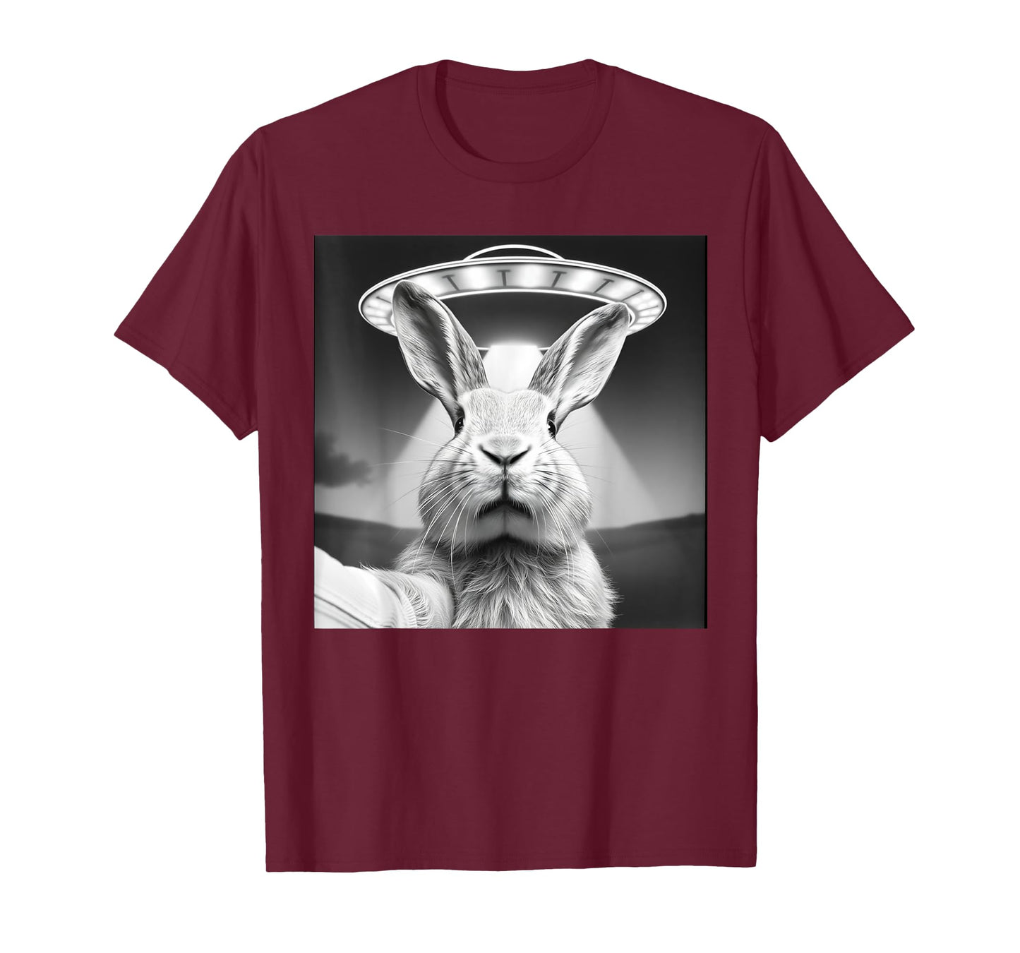 Funny Rabbit With UFO Selfie Cute Bunny Novelty Graphic T-Shirt
