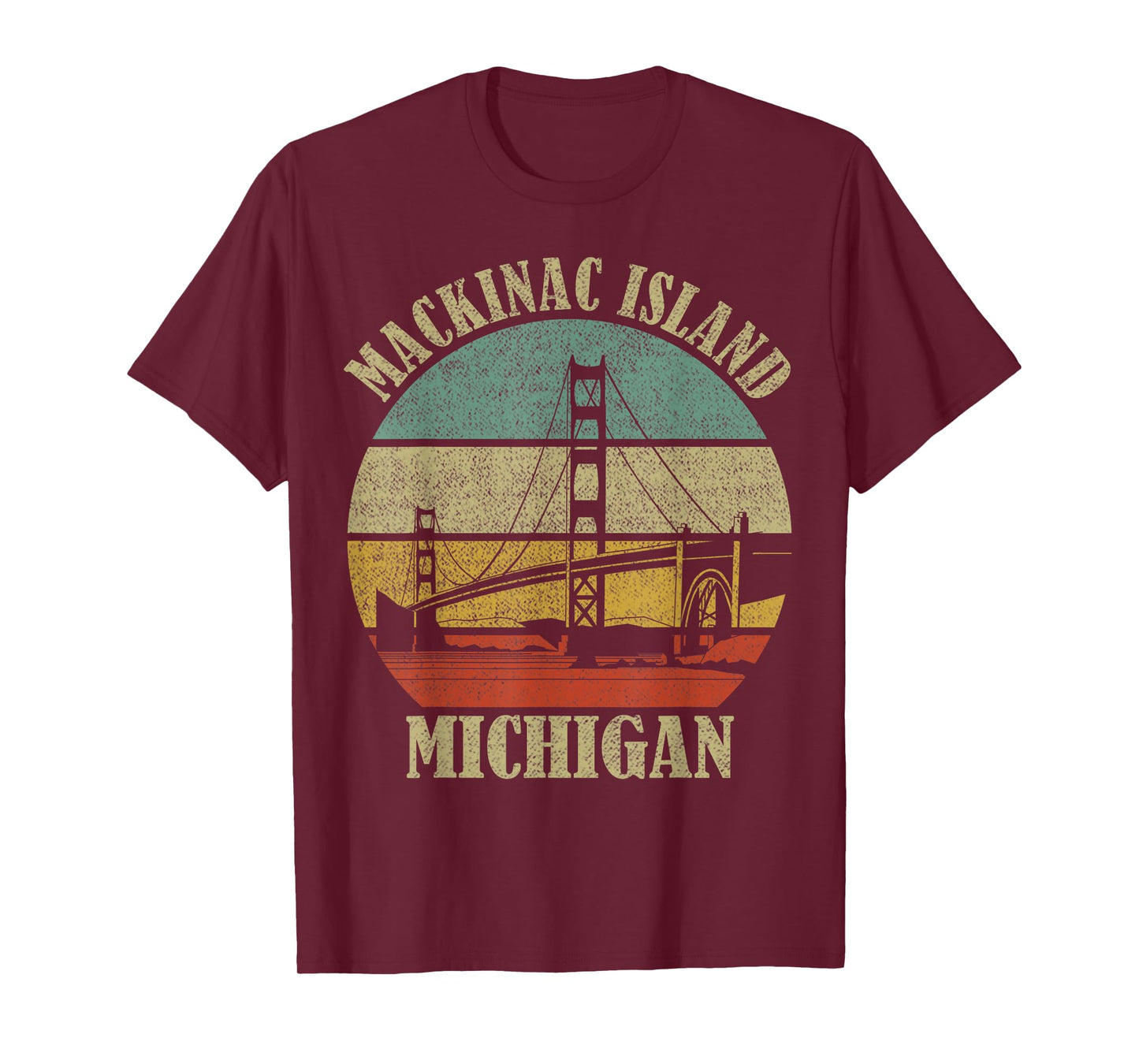 Mackinac Island Bridge Michigan Great Lakes Huron Ferry Trip T-Shirt