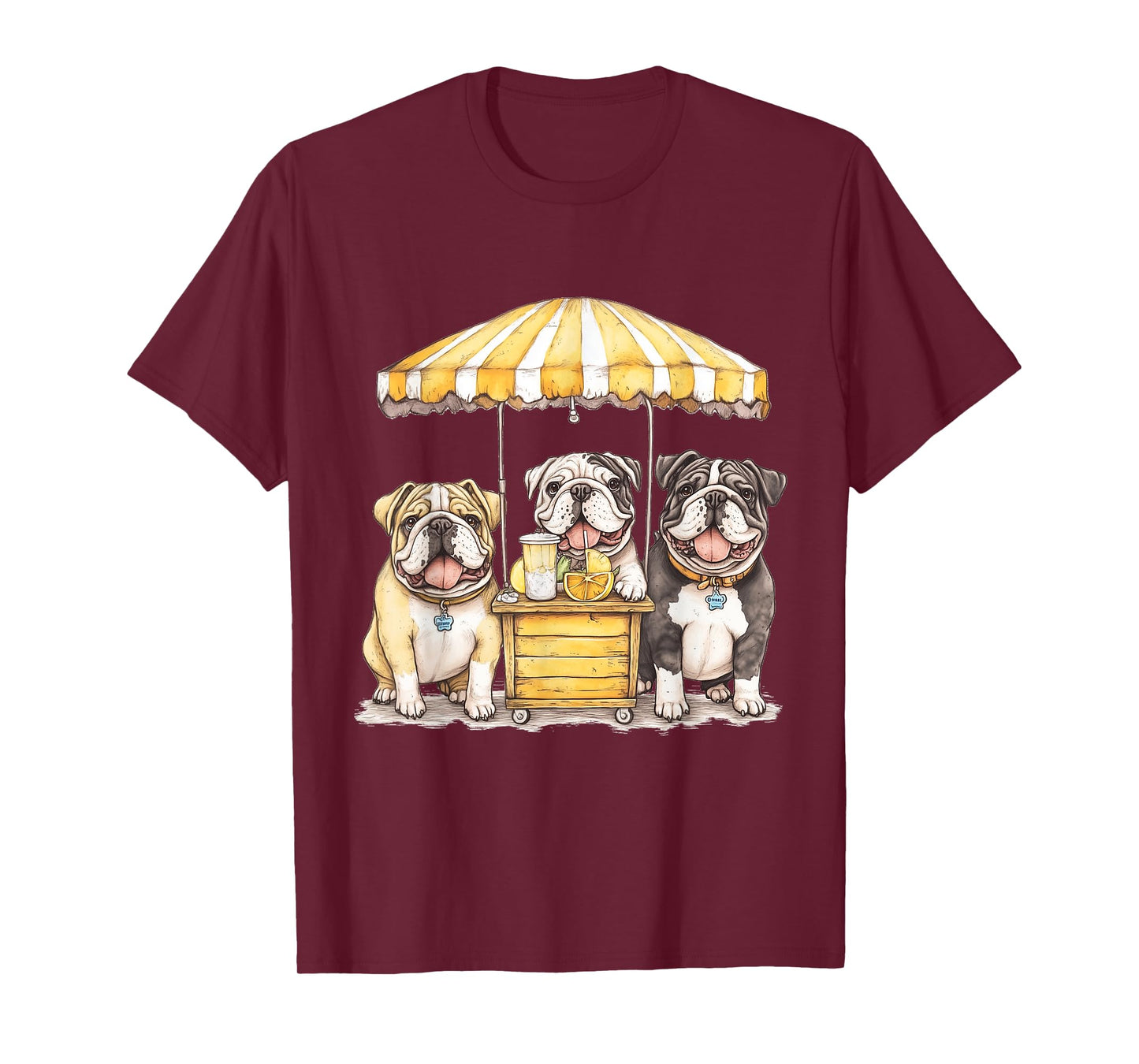 Cute English Bulldogs Running A Lemonade Stand Funny Dogs T-Shirt