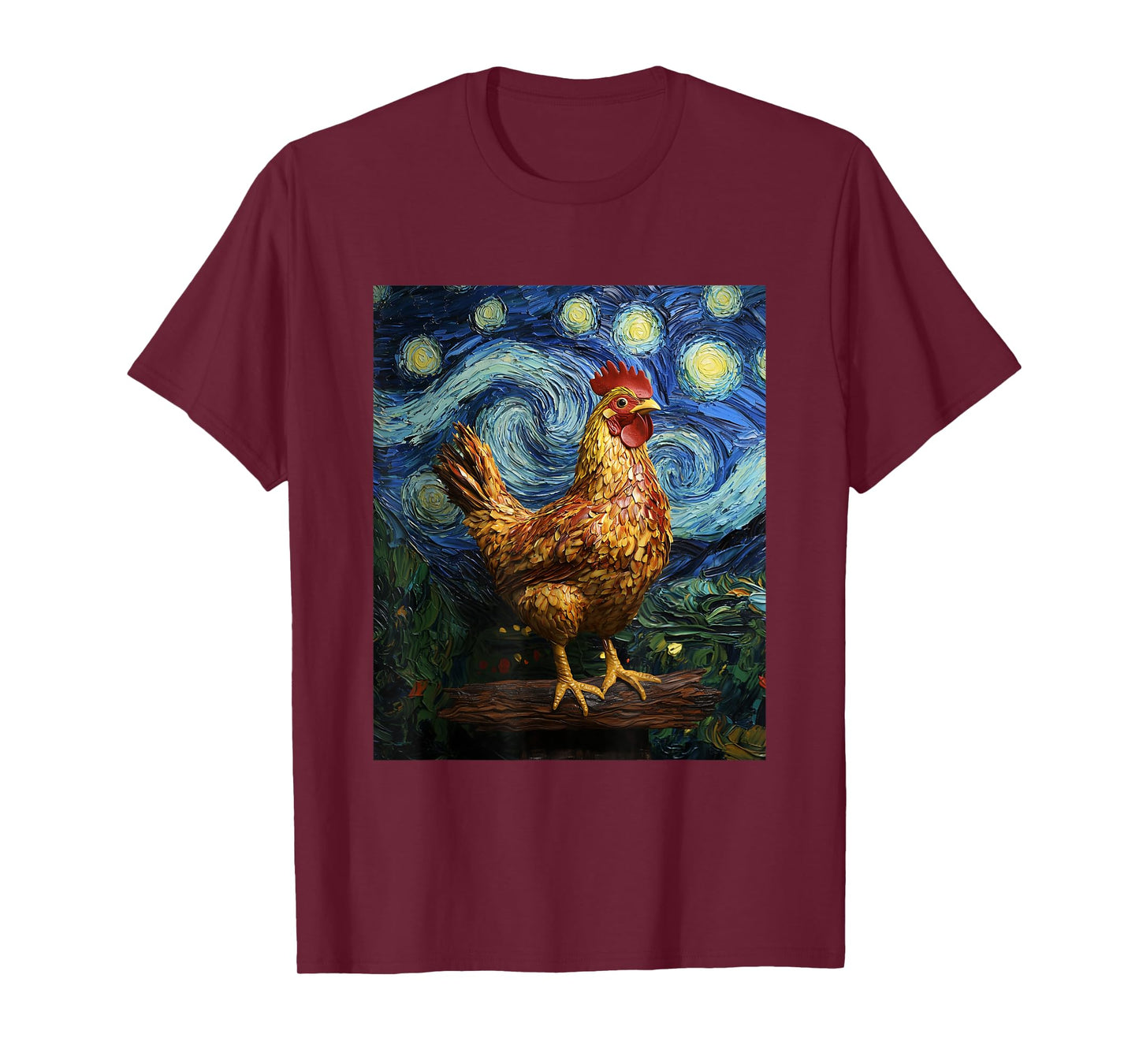 Funny Chicken - Van Gogh Style - Starry Night Graphic T-Shirt