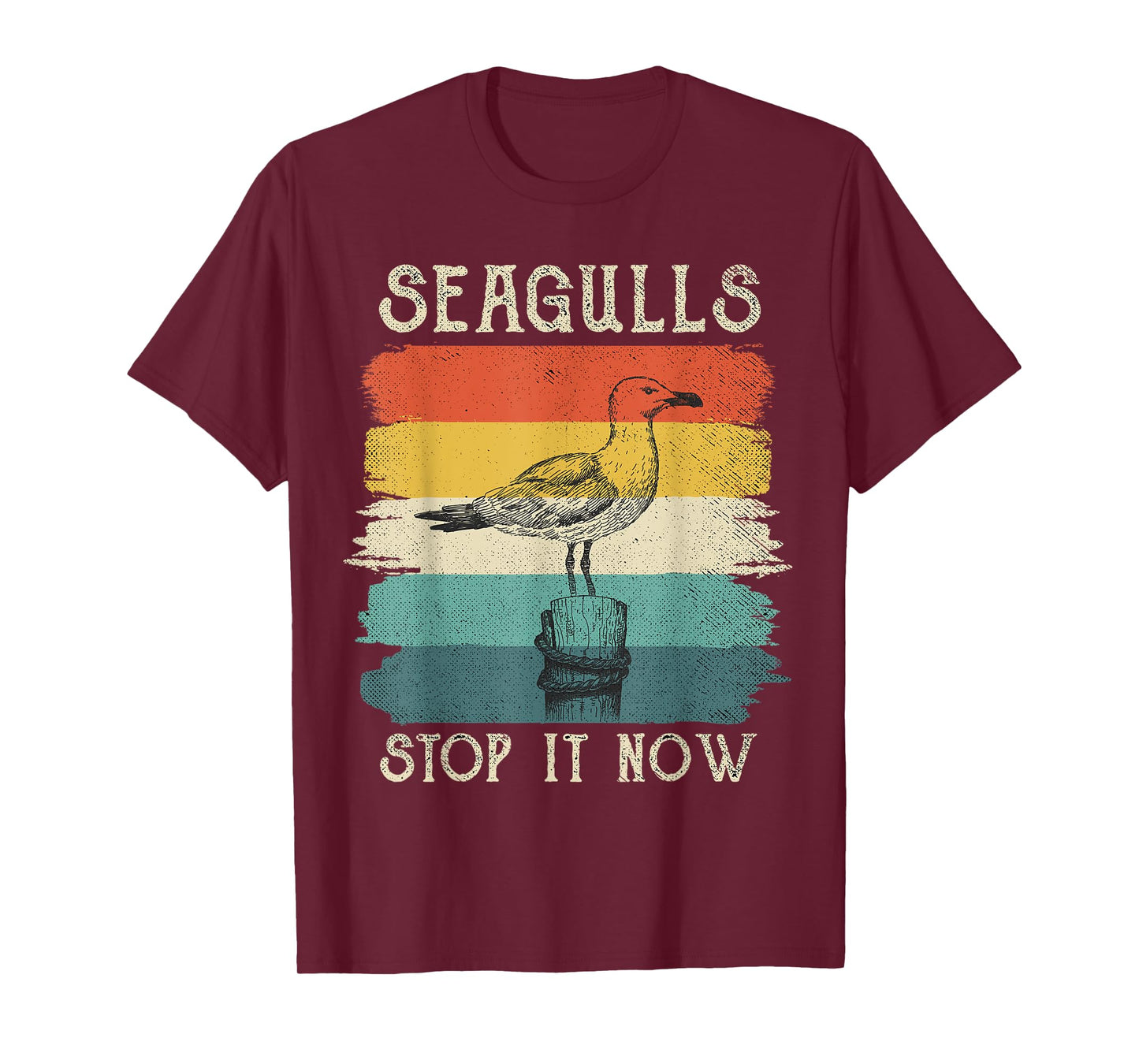 Seagulls Stop It Now Bird Lover 80s Retro Funny Seagull T-Shirt